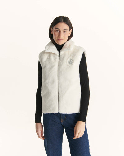 Doudoune avec des cristaux Swarovski®️ sans manches réversible Grand Froid Blanc Daria